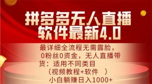 （11891期）拼多多无人直播软件最新4.0，最详细全流程无需露脸，0粉丝0资金， 小白…-聊项目