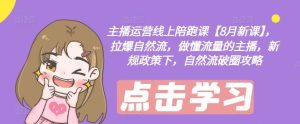 主播运营线上陪跑课【8月新课】,拉爆自然流,做懂流量的主播,新规政策下,自然流破圈攻略-聊项目