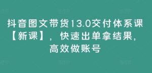 抖音图文带货13.0交付体系课【新课】，快速出单拿结果，高效做账号-聊项目