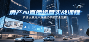 房产AI直播运营实战课程,系统讲解房产直播起号运营全流程-聊项目