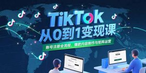 TikTok从0到1变现课,账号注册全流程,爆款内容制作与矩阵运营-聊项目