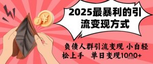2025年最暴利的引流变现方式，负债人群引流变现，小白轻松上手，日入1k-聊项目