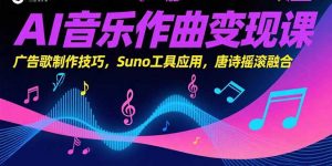 AI音乐作曲变现课，广告歌制作技巧，Suno工具应用，唐诗摇滚融合-聊项目
