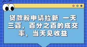 贷款粉申请拉新，一天三张，百分之百的成交率，当天见收益【揭秘】-聊项目