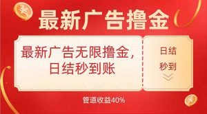 最新广告无限撸金,日结秒到,管道40%-聊项目