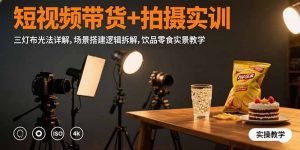 短视频带货+拍摄实训:三灯布光法详解,场景搭建逻辑拆解,饮品零食实景教学-聊项目