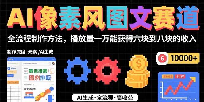 AI像素风图文赛道：全流程制作方法，播放量一万能获得6块到8块的收入-聊项目