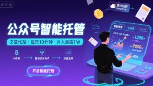 【公众号托管 】我提供文章，你复制发布，每天10分钟，最高躺入1W【揭秘】-聊项目