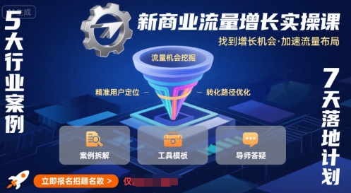新商业流量增长实操课，找到增长机会，加速流量布局-聊项目