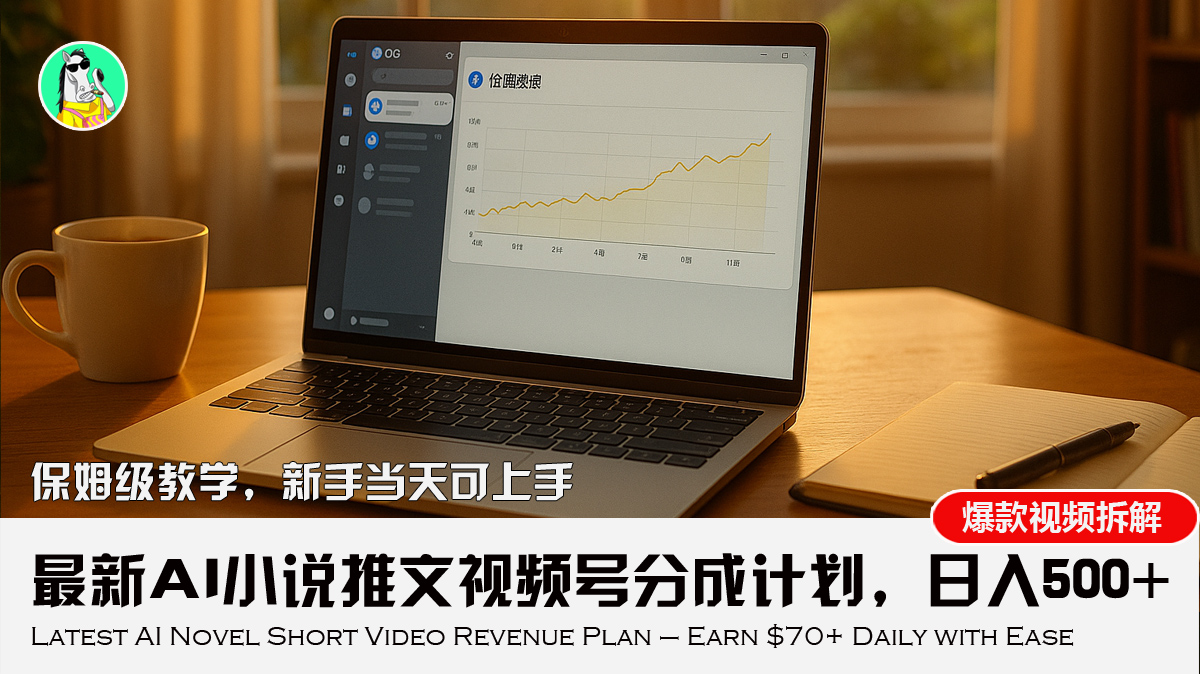 最新AI小说推文视频号分成计划，新手小白也能当天日入500+教程-聊项目