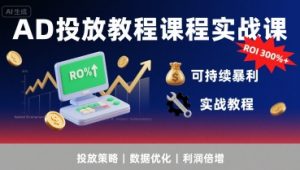 AD投放教程课程实战课，实现广告ROI300%+可持续暴利-聊项目