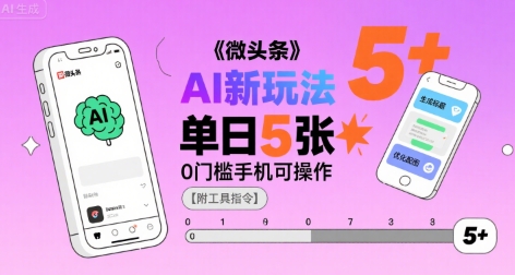 微头条AI新玩法，小白单日5张+，0门槛手机可操作【附工具指令】-聊项目