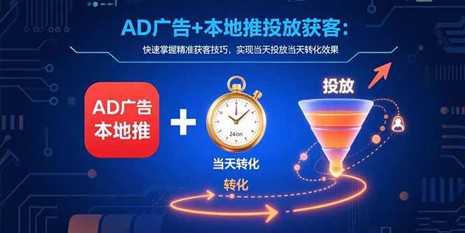 AD广告+本地推投放获客：快速掌握精准获客技巧，实现当天投放当天转化效果-聊项目