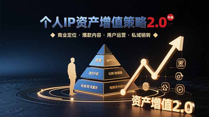 个人IP资产增值策略2.0 拆解商业定位/爆款内容/用户运营/私域销转四大模块-聊项目