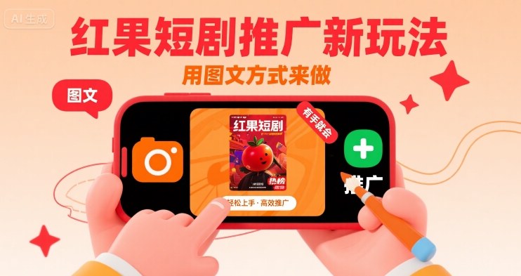 红果短剧推广新玩法，用图文方式来做，有手就会-聊项目