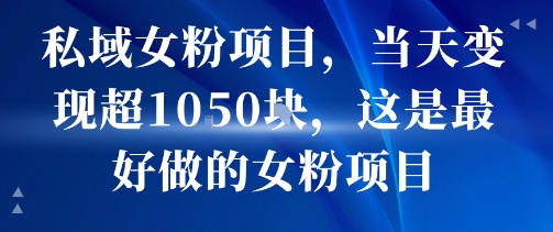 私域女粉项目，当天变现超1k，这是最好做的女粉项目，可放大操作-聊项目