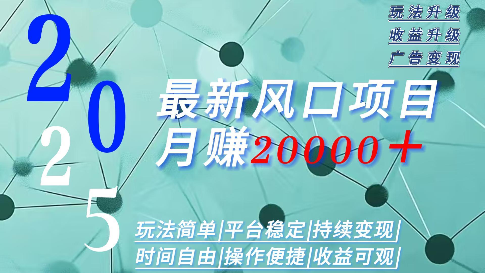 2025广告赛道新风口-月赚2W＋玩法简单，时间自由-聊项目