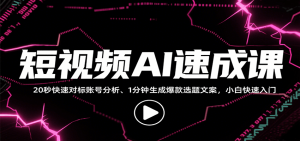 短视频AI速成课,找对标/定选题/拆结构/写文案等,小白快速上手解锁多样创作技能-聊项目