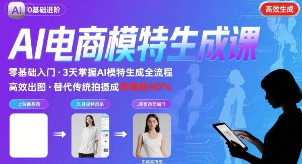 AI模特进阶课程，0基础高效生成逼真电商模特图-聊项目