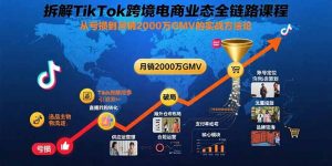 拆解TikTok跨境电商业态全链路课程:从亏损到月销2000万GMV的实战方法论-聊项目