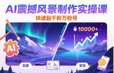 AI震撼风景制作实操课，快速起千粉万粉号-聊项目