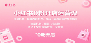 小红书0粉开店运营课：流量机制、爆款内容制作、选品上架与直播教学全指南-聊项目