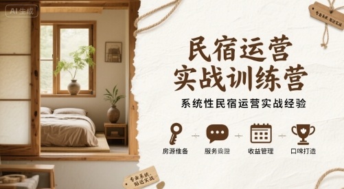 民宿运营实战训练营，系统性民宿运营实战经验-聊项目