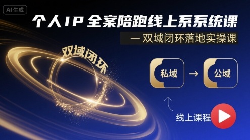 个人IP全案陪跑线上系统课-双域闭环落地实操课-聊项目