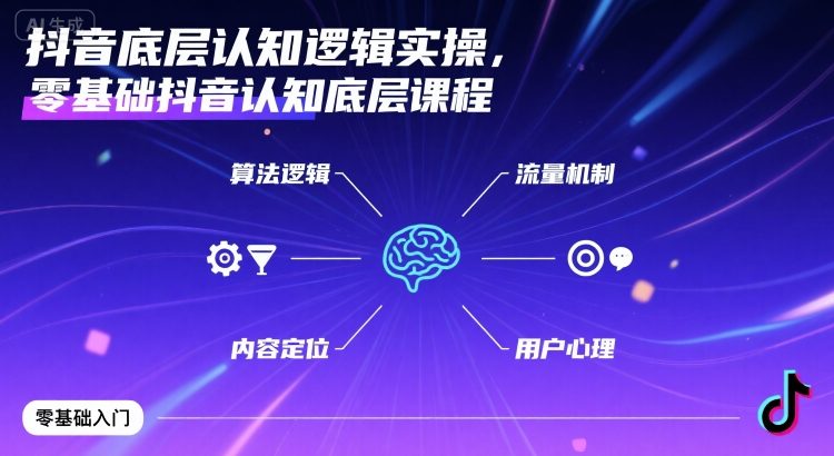 抖音底层认知逻辑实操，零基础抖音认知底层课程-聊项目