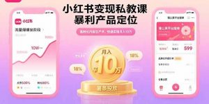 小红书变现私教课，暴利产品定位，高转化内容生产术，快速实现月入10万-聊项目