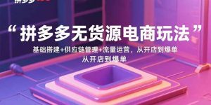 拼多多无货源电商玩法:基础搭建+供应链管理+流量运营,从开店到爆单-聊项目