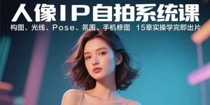 人像IP自拍系统课:构图、光线、Pose、氛围、手机修图 15章实操学完即出片-聊项目