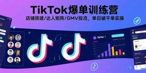 TikTok爆单训练营,店铺搭建/达人矩阵/GMV投流,单日破千单实操-聊项目