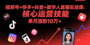 视频号+快手+抖音+数字人直播实战课(9月-聊项目