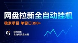 网盘拉新全自动挂G，独家项目，全自动运行完成拉新做任务，单窗口3张+【揭秘】-聊项目