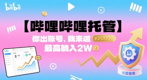 【哔哩哔哩托管】你出账号，我来运营，最高躺入2W【揭秘】-聊项目