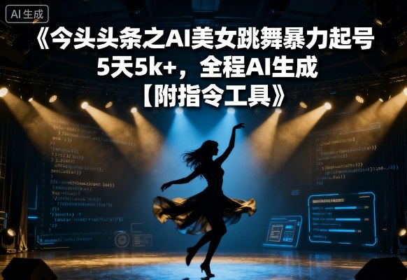 今日头条之AI美女跳舞暴力起号，5天1k+，全程AI生成【附指令工具】-聊项目
