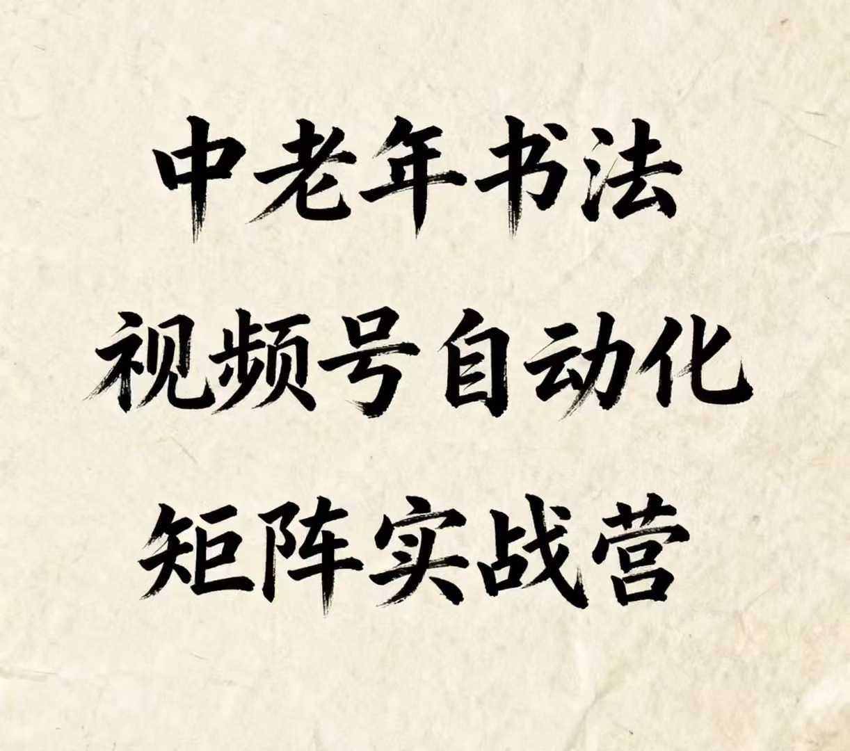 中老年书法视频号自动化矩阵实战营，一套自动化流程玩转中老年书法视频号矩阵-聊项目