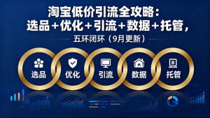 淘宝低价引流全攻略：选品＋优化＋引流＋数据＋托管，五环闭环(9月更新-聊项目