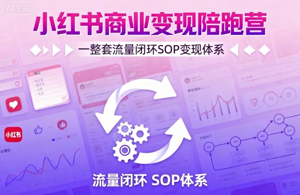 小红书商业变现陪跑营，轻IP矩阵 私域获客 聚光投流，一整套流量闭环SOP变现体系-聊项目