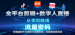全平台剪辑+数字人直播,从零到精通,掌握最新平台规则与流量密码,实现短视频变现-聊项目