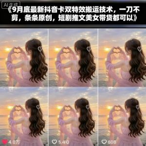 9月底最新抖音卡双特效搬运技术，一刀不剪，条条原创，短剧推文美女带货都可以-聊项目