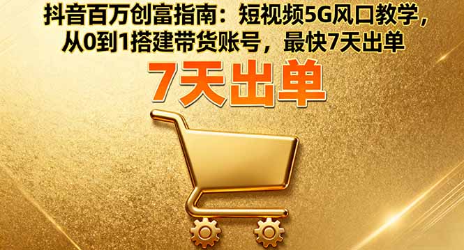 抖音百万创富指南：短视频5G风口教学，从0到1搭建带货账号，最快7天出单-聊项目