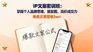 IP文案密训班：掌握个人品牌思维、朋友圈、高价成交力，单条文案营收5w+-聊项目