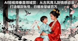 AI短视频垂直领域营：从古风育儿到情感动漫，打造爆款账号,日播放量破百万-聊项目