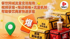 餐饮同城流量变现指南：视频获客+爆店模板+流量机制 帮助餐饮商家快速获客-聊项目