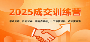 2025成交实战训练营:学成交道、日销SOP,建客户系统,让下单更轻松,成交更丝滑-聊项目