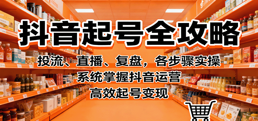 抖音起号全攻略，投流、直播、复盘，各步骤实操，系统掌握抖音运营，高效起号变现-聊项目