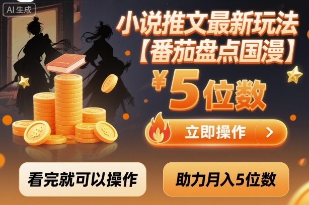 小说推文最新玩法，助力月入5位数【番茄盘点国漫】玩法，看完就可以操作-聊项目