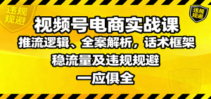 视频号电商实战课：推流逻辑、全案解析，话术框架，稳流量及违规规避等-聊项目